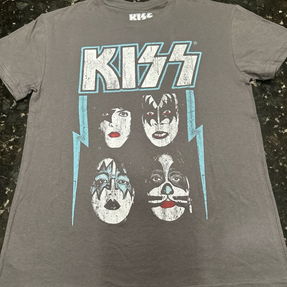 Official KISS Brand T-shirt M 100% Cotton Gray Band Tee - Picture 2 of 7